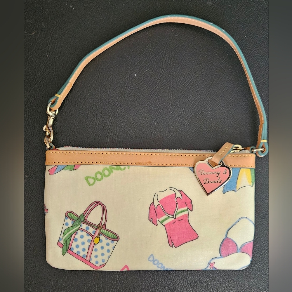 DOONEY & BOURKE Y2K Wristlet Pouch Rainbow Zipper Summer Pool Theme NWOT